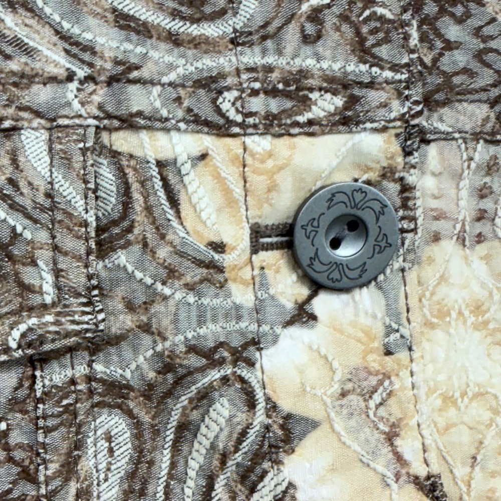 Analogy Petite Cropped Paisley Jacquard Jacket Neutral Brown Stretch - Picture 4 of 9